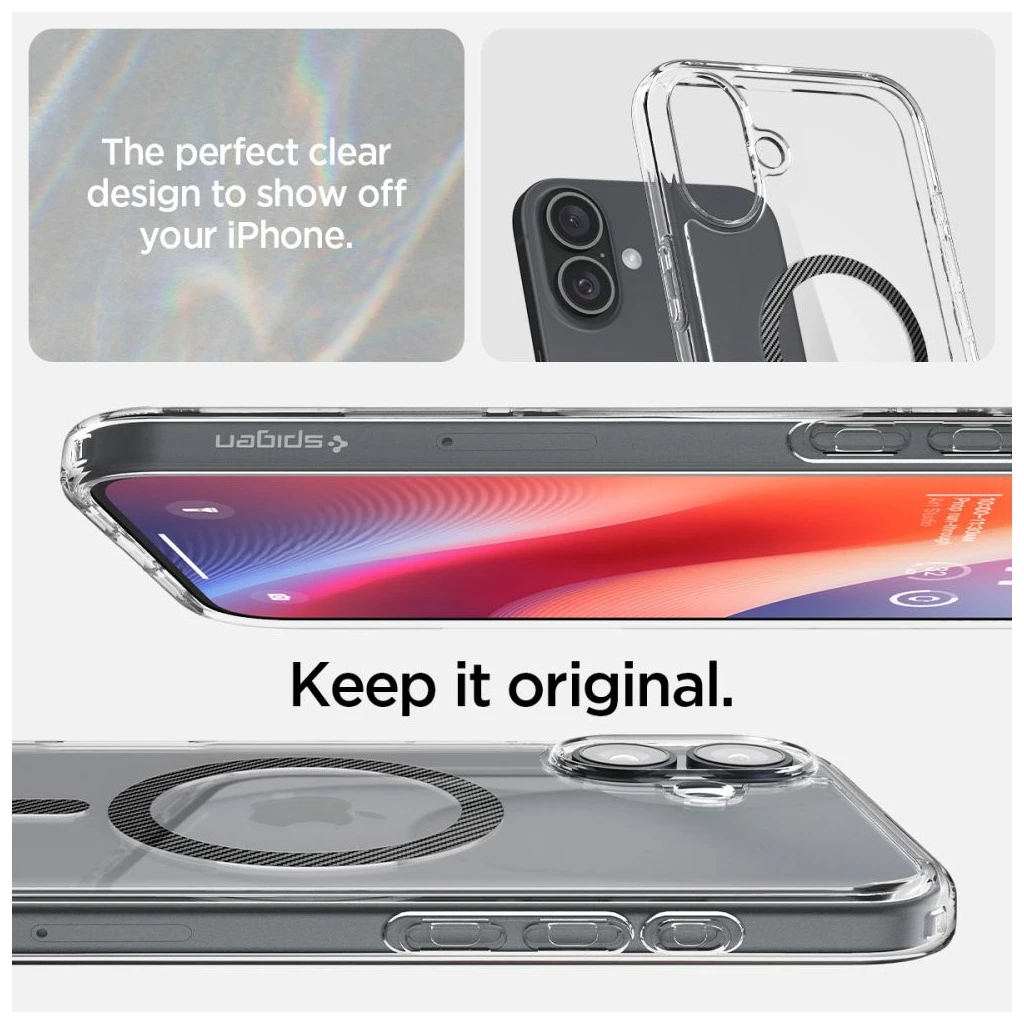 SPIGEN ULTRA HYBRID MAG MAGSAFE iPhone 16 készülékhez Carbon Fiber tok