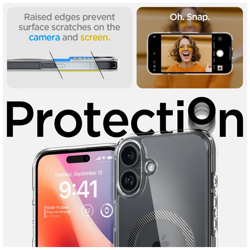 SPIGEN ULTRA HYBRID MAG MAGSAFE iPhone 16 készülékhez Carbon Fiber tok