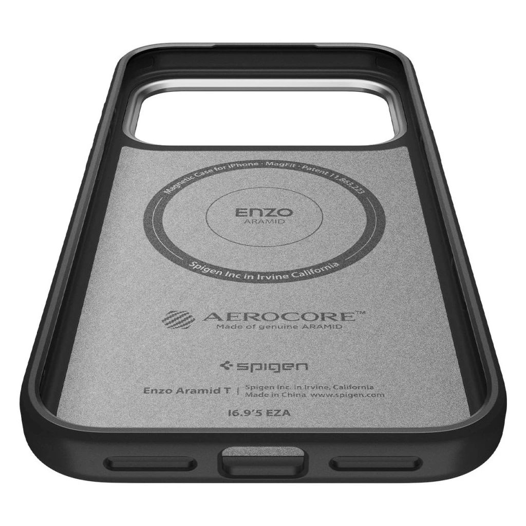 SPIGEN ENZO ARAMID „T” MAG MAGSAFE iPhone 17 Pro készülékhez tok fekete/ezüst