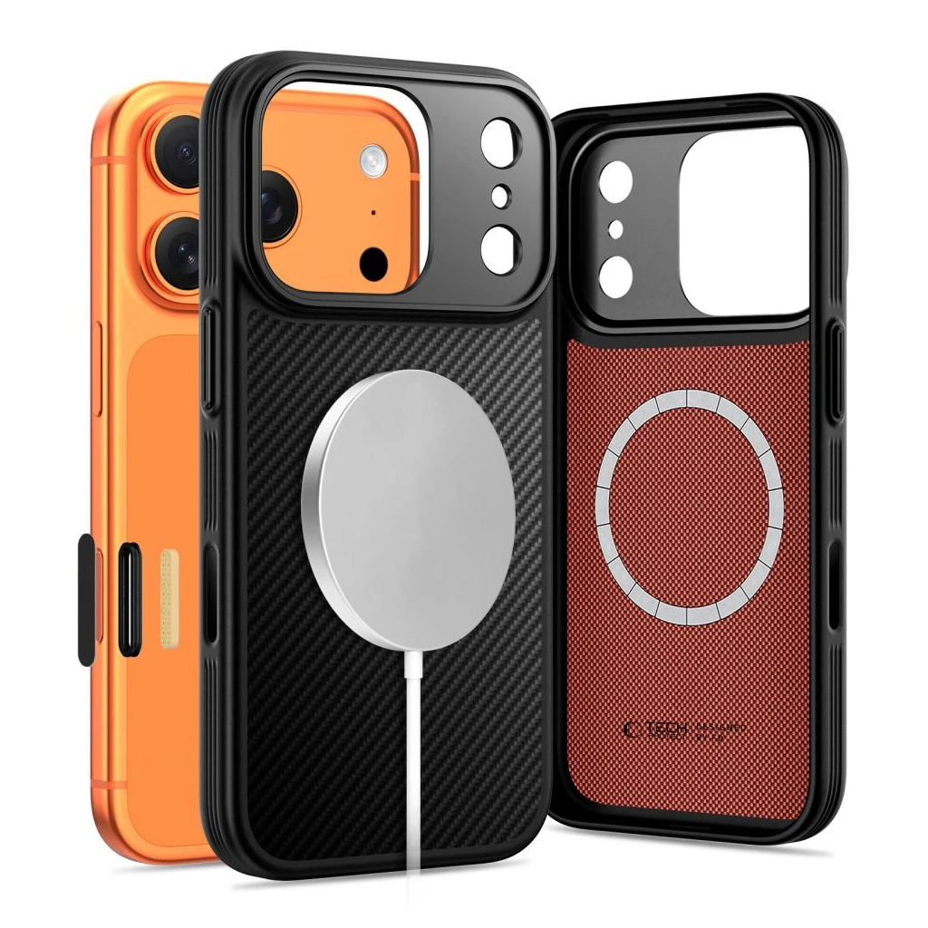 TECH-PROTECT Kevlar Aramid CC MagSafe iPhone 17 Pro Max készülékhez tok fekete