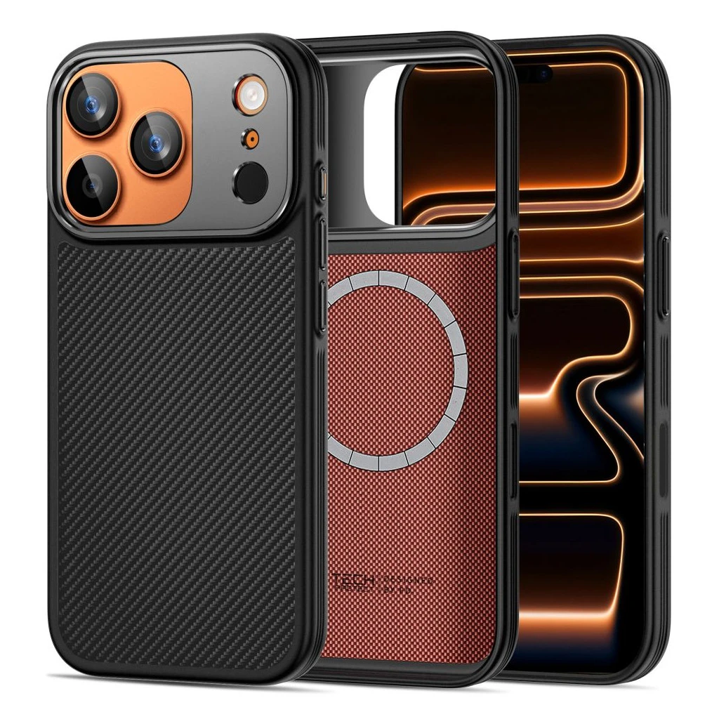 TECH-PROTECT Kevlar Aramid CC MagSafe iPhone 17 Pro Max készülékhez tok fekete