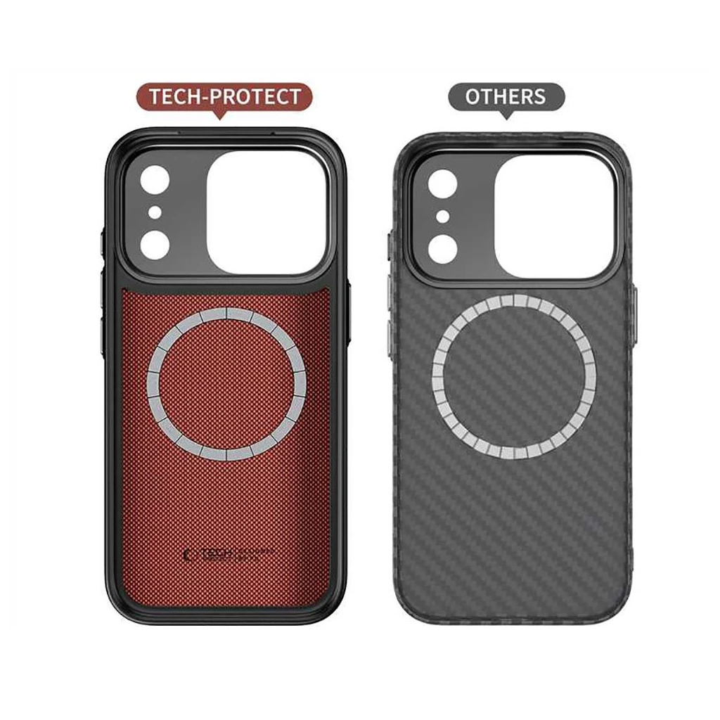TECH-PROTECT Kevlar Aramid CC MagSafe iPhone 17 Pro Max készülékhez tok fekete
