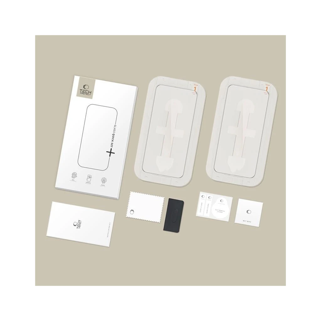 TECH-PROTECT QUICK SET+ 2-PACK iPhone 16 Pro Max készülékhez temperált üveg kijelzővédő fekete