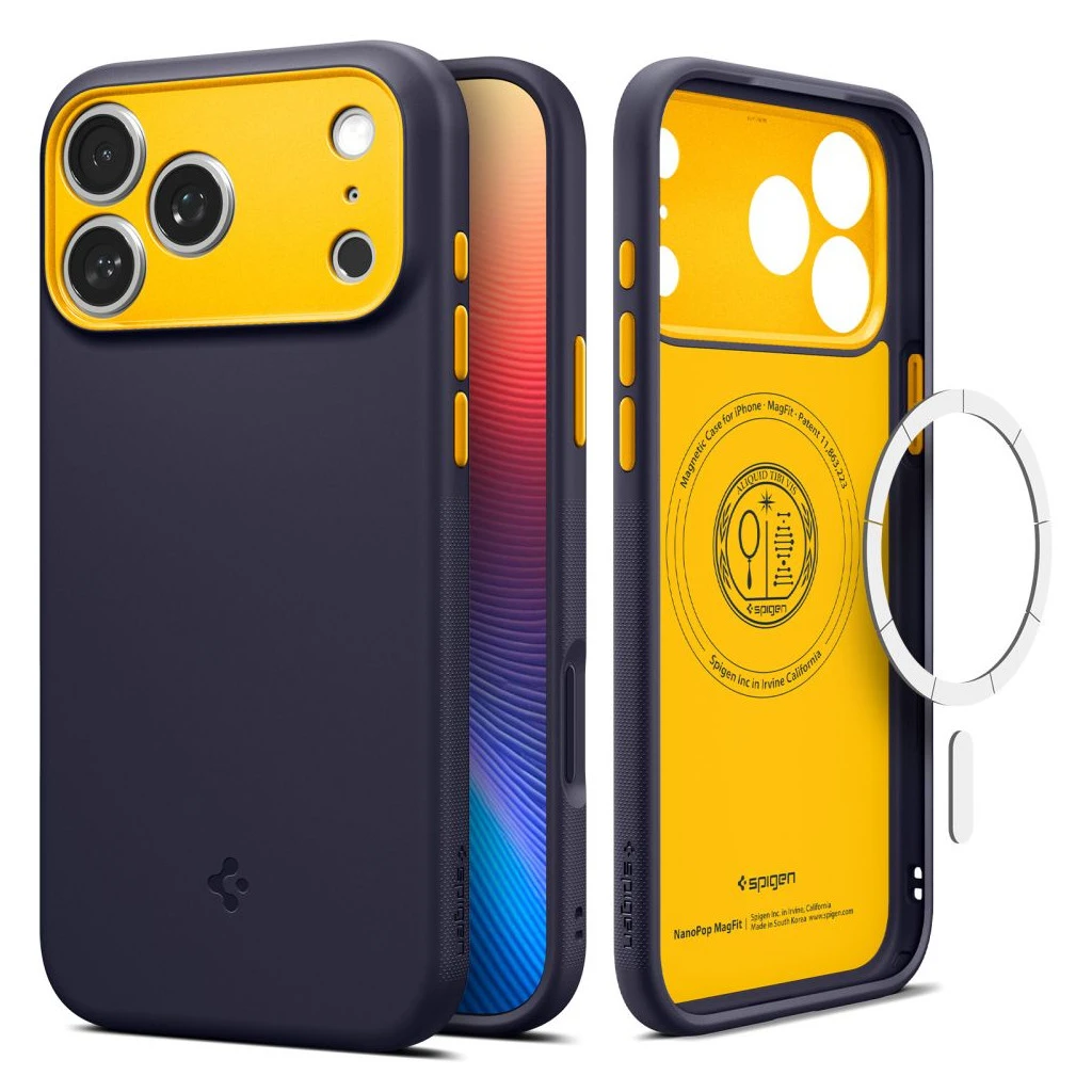 SPIGEN Nano Pop Mag MagSafe iPhone 17 Pro készülékhez tok áfonyás tengerészkék