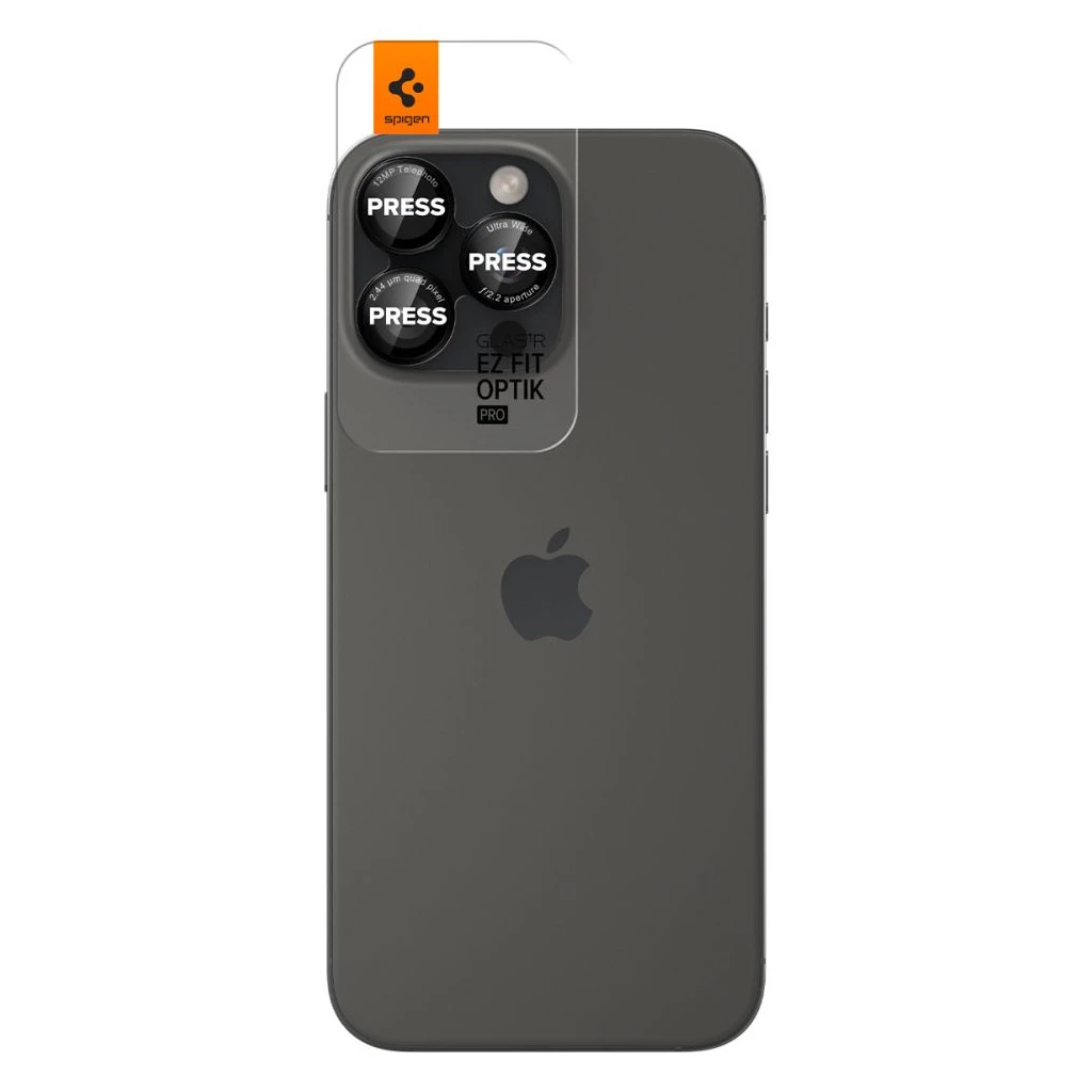 SPIGEN OPTIK PRO L-SERIES GLAS.TR EZ FIT kameravédő 2-PACK iPhone 14 Pro / Max / 15 Pro / Max / 16 Pro / 16 Max / 17 Pro / 17 Max készülékhez fekete