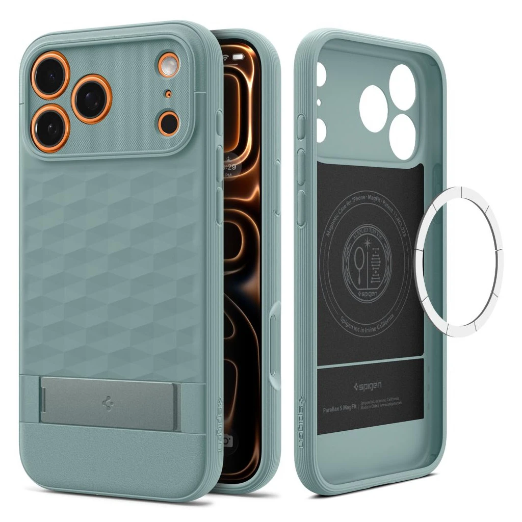 SPIGEN PARALLAX „S” MAG MAGSAFE iPhone 17 Pro készülékhez tok zsályazöld