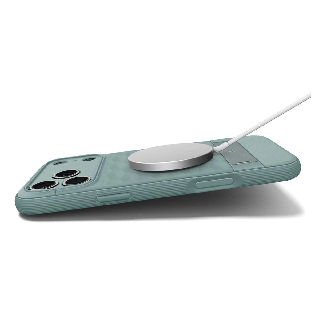 SPIGEN PARALLAX „S” MAG MAGSAFE iPhone 17 Pro készülékhez tok zsályazöld