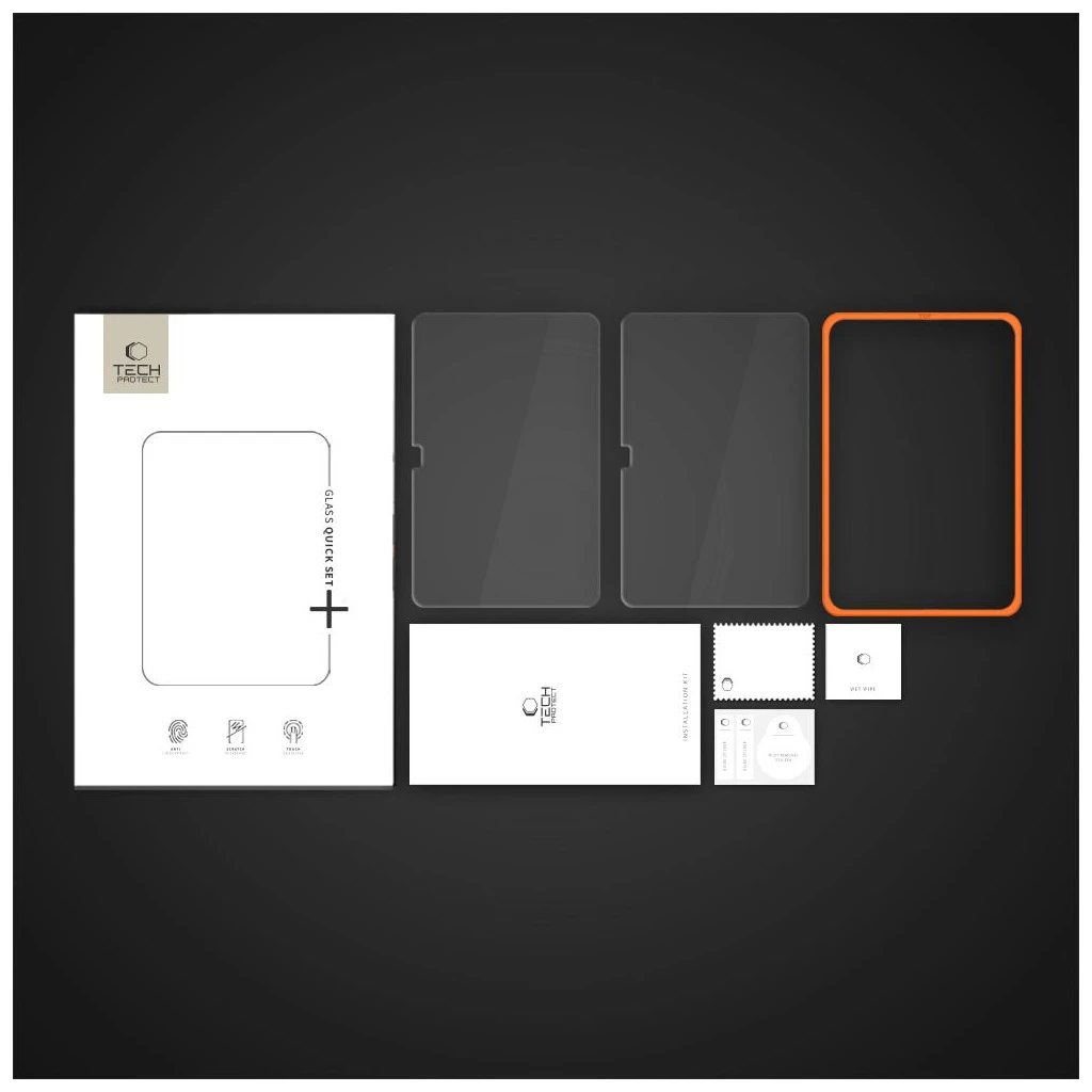 TECH-PROTECT EASY SET+ edzett üveg kijelzővédő, 2-darabos, iPad 10.9″ (10/2022) és iPad 11″ (11/2025) készülékhez, átlátszó