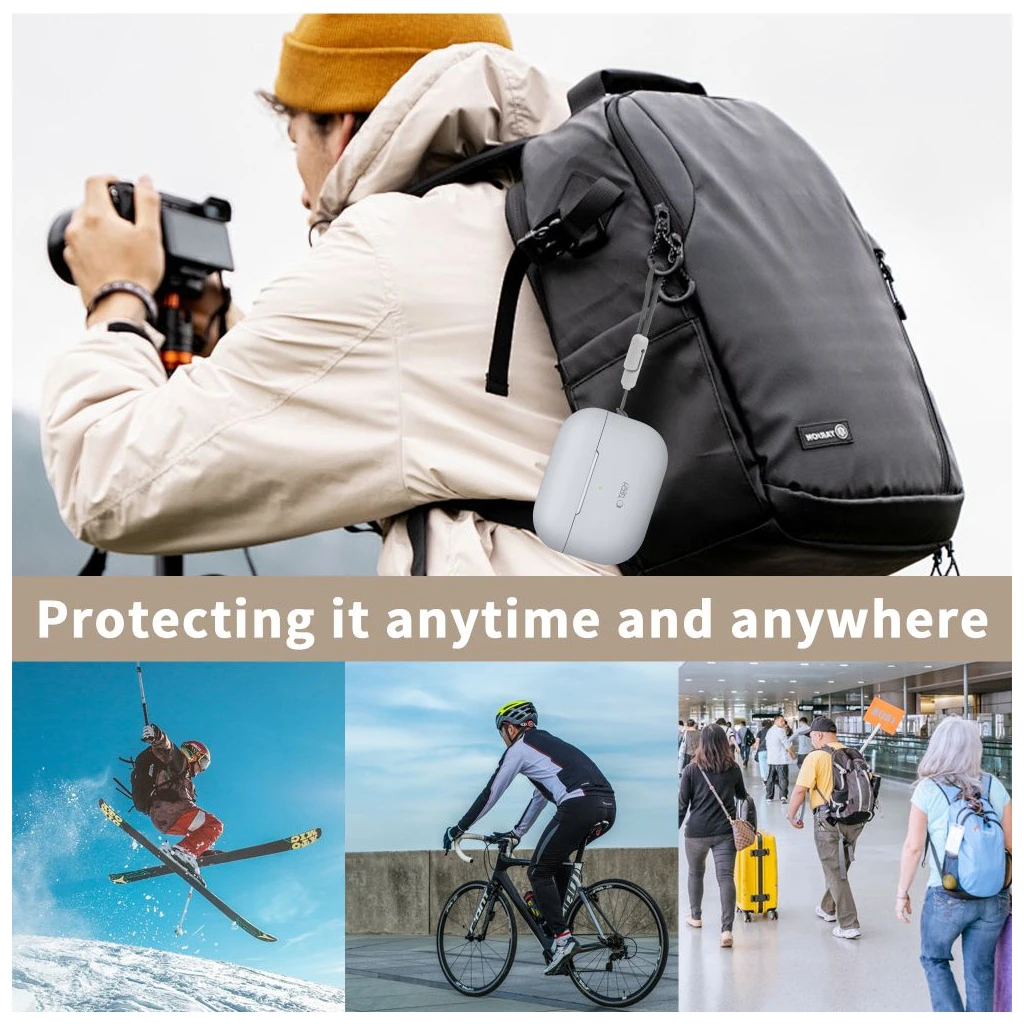 TECH-PROTECT szilikon tok Apple AirPods Pro 1/2 készülékhez, krétaszürke