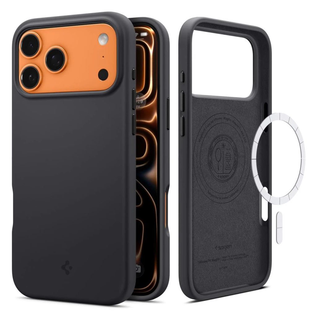 SPIGEN SILICONE FIT MAG MAGSAFE iPhone 17 Pro készülékhez tok fekete