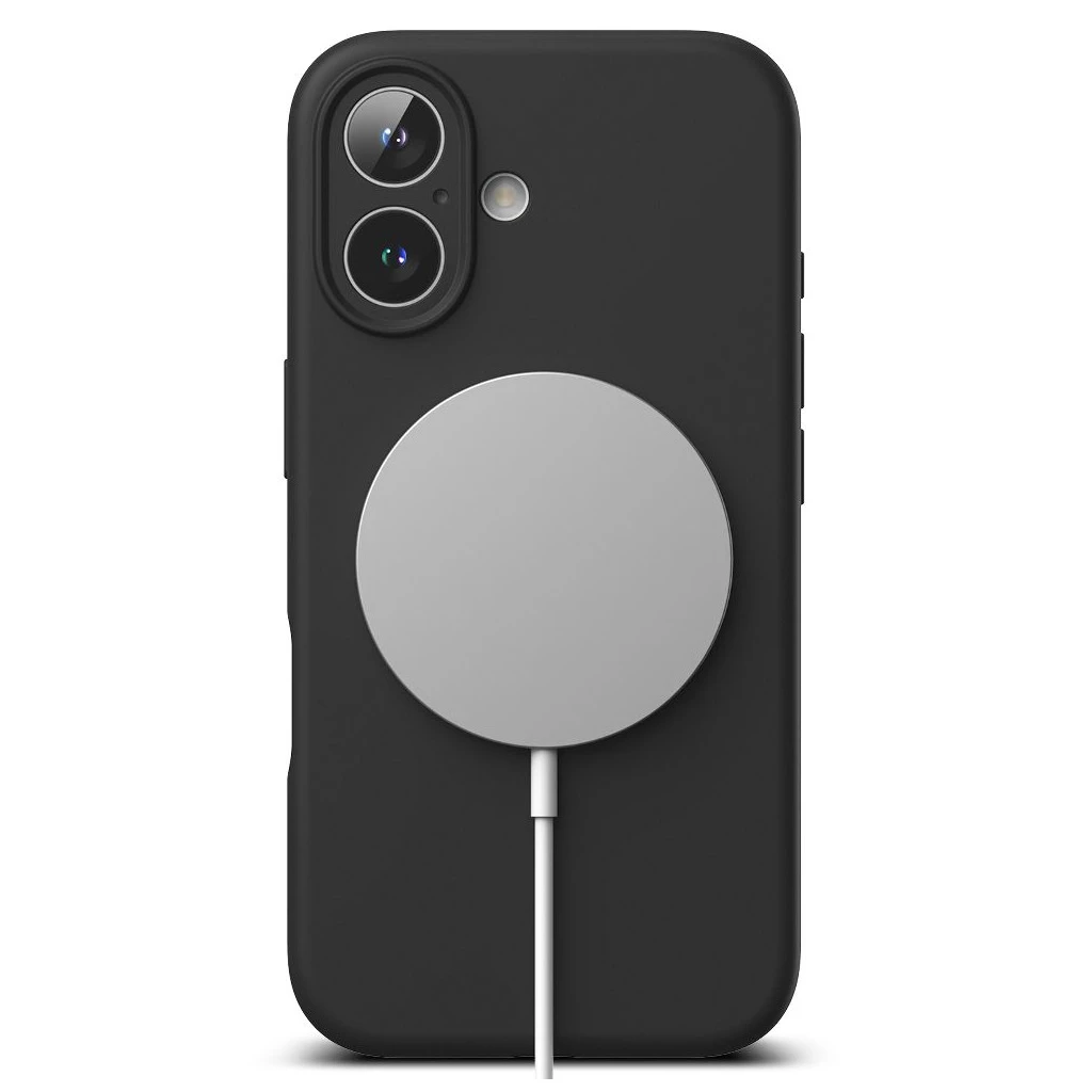 RINGKE szilikon mágneses MagSafe tok iPhone 16 készülékhez fekete