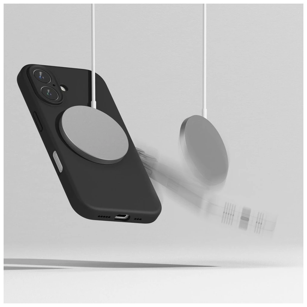RINGKE szilikon mágneses MagSafe tok iPhone 16 készülékhez fekete