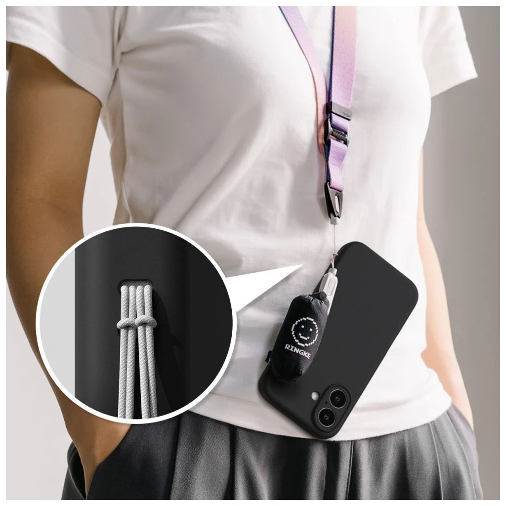 RINGKE szilikon mágneses MagSafe tok iPhone 16 készülékhez fekete