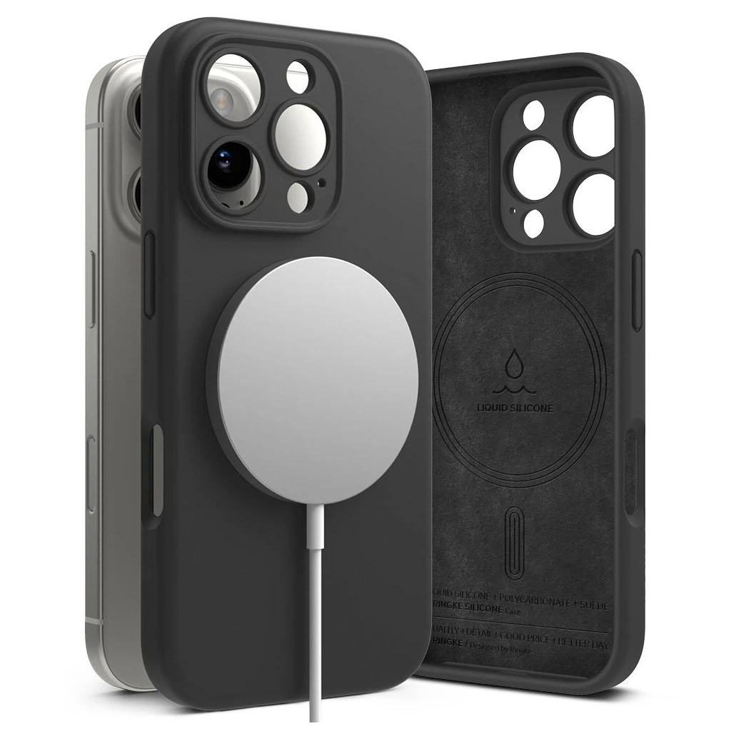 RINGKE SILICONE MAGNETIC MAGSAFE iPhone 16 Pro készülékhez tok fekete