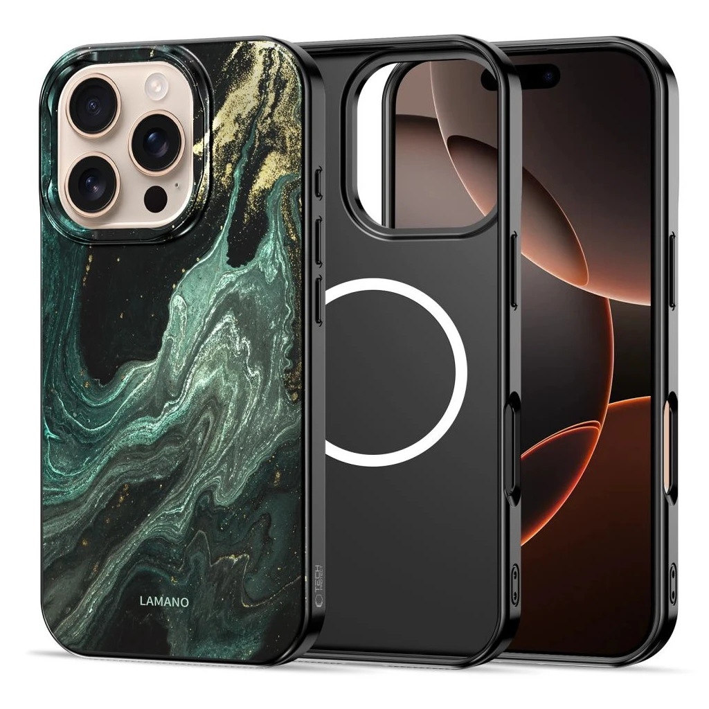 TECH-PROTECT LAMANO MAGSAFE iPhone 16 Pro Max készülékhez tok AURA zöld