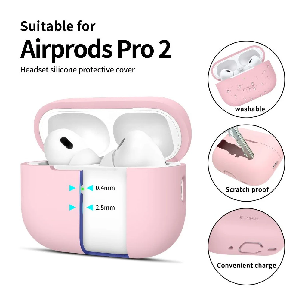 TECH-PROTECT SILICONE tok Apple AirPods Pro 1/2 készülékhez poros rózsaszín