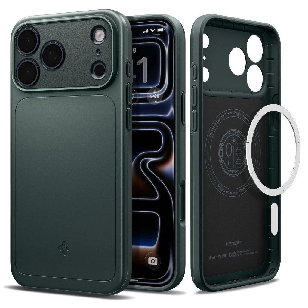 SPIGEN Thin Fit MAG MagSafe iPhone 17 Pro készülékhez tok Abyss zöld