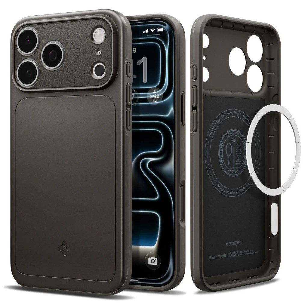 SPIGEN THIN FIT MAG MAGSAFE tok iPhone 17 Pro készülékhez, lövegfém