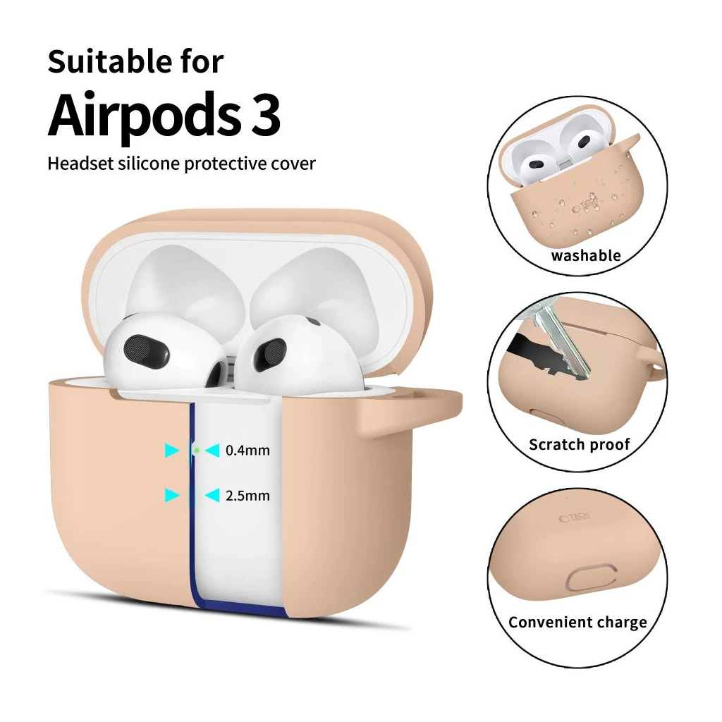 TECH-PROTECT szilikon kampó APPLE AIRPODS 3 készülékhez CAFFE LATTE