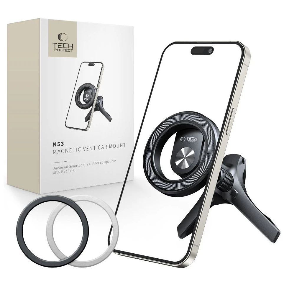 TECH-PROTECT N53 mágneses MagSafe stabil szellőző autós tartó fekete