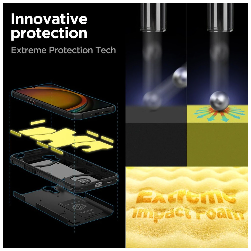 SPIGEN TOUGH ARMOR tok Samsung Galaxy Xcover 7 Pro készülékhez fekete