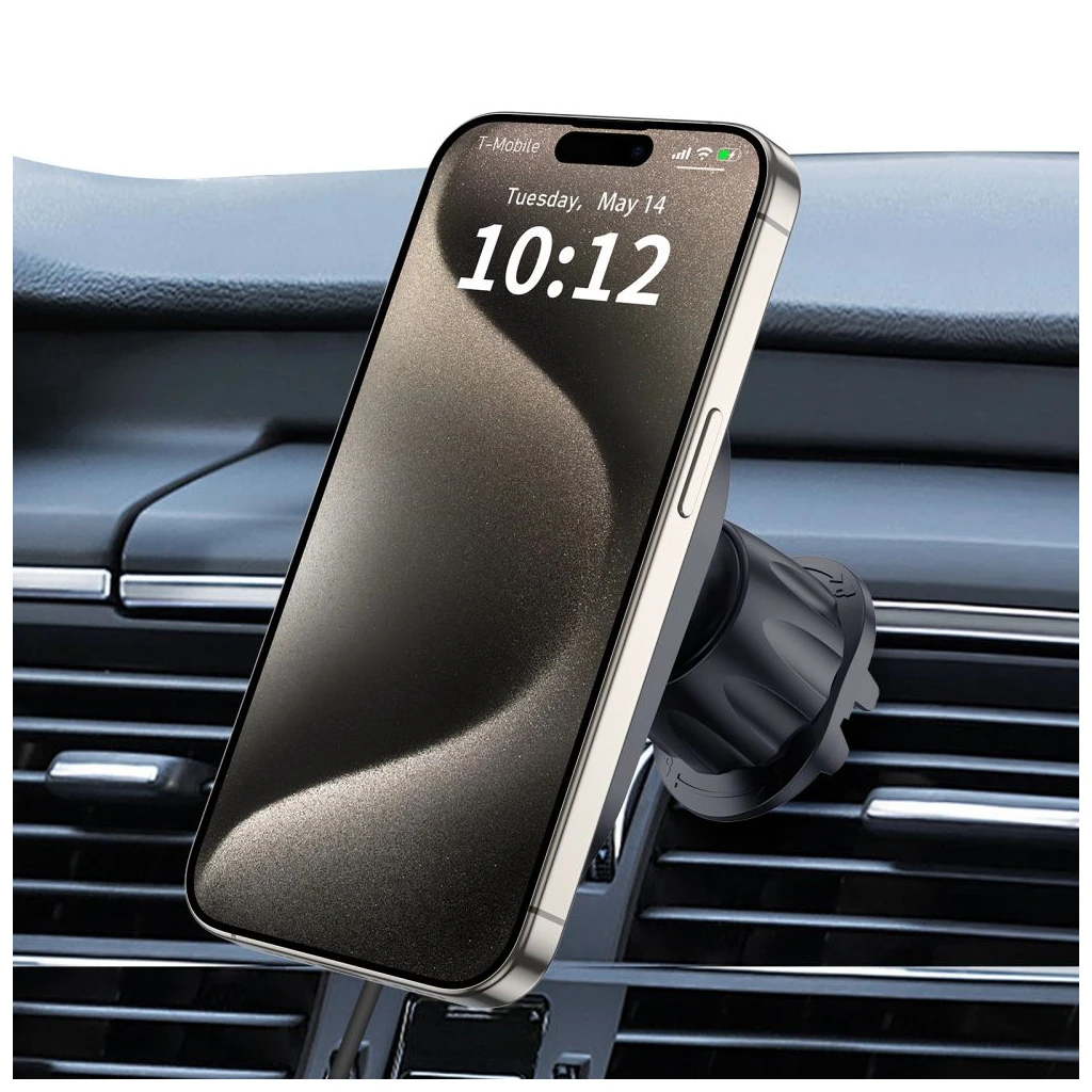 TECH-PROTECT MM15W-V6 MAGNETIC MAGSAFE műszerfal és szellőző autós tartó vezeték nélküli töltő 15W fekete/belső