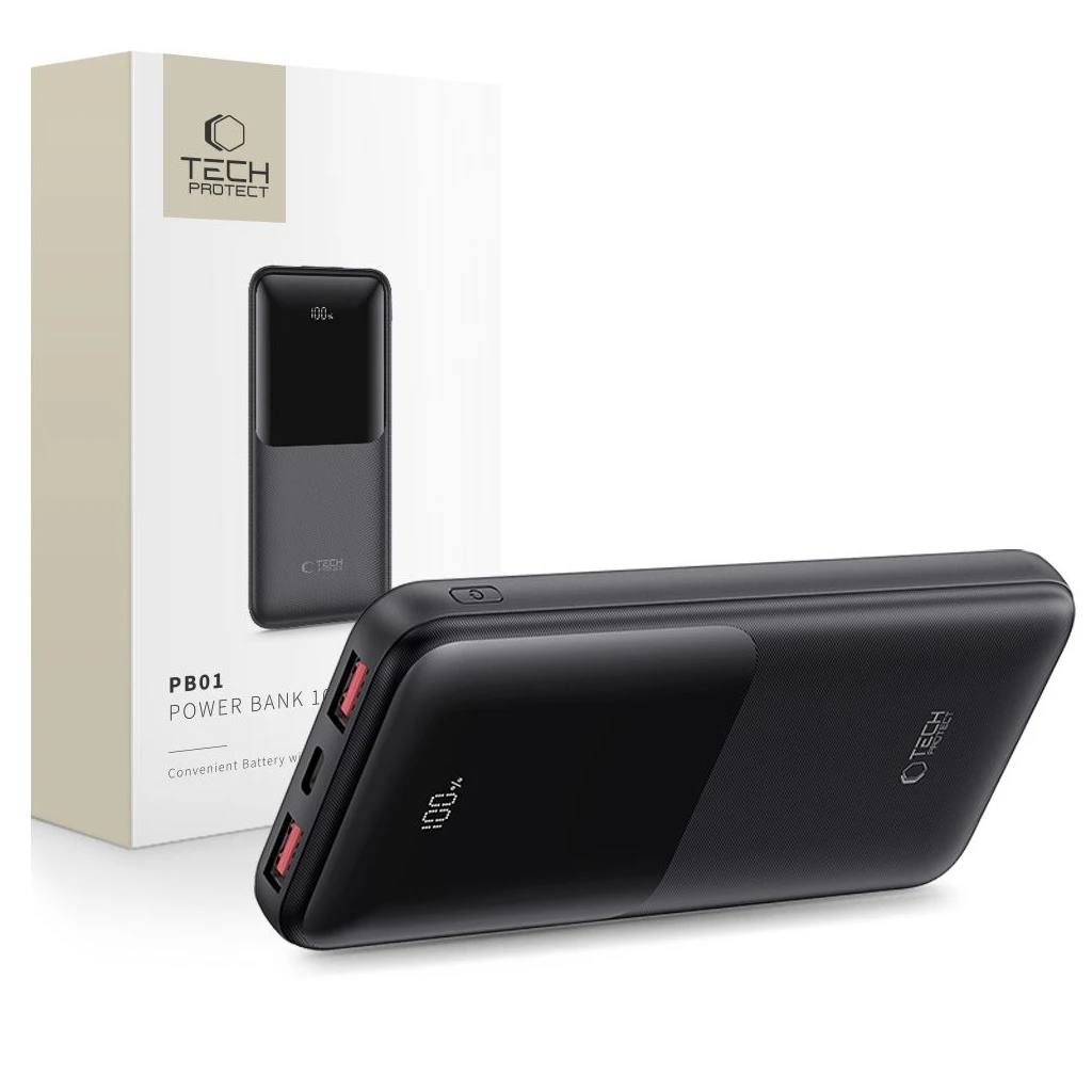 TECH-PROTECT PB01 töltőbank 10000MAH 22.5W fekete