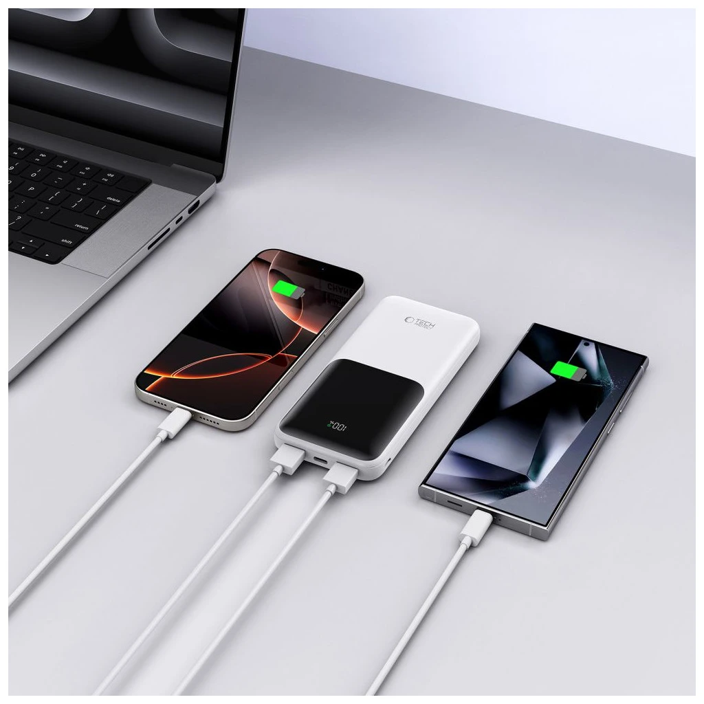 TECH-PROTECT PB01 töltőbank 10000MAH 22.5W fehér