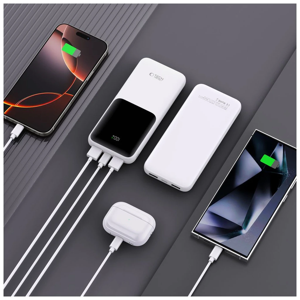 TECH-PROTECT PB01 töltőbank 10000MAH 22.5W fehér