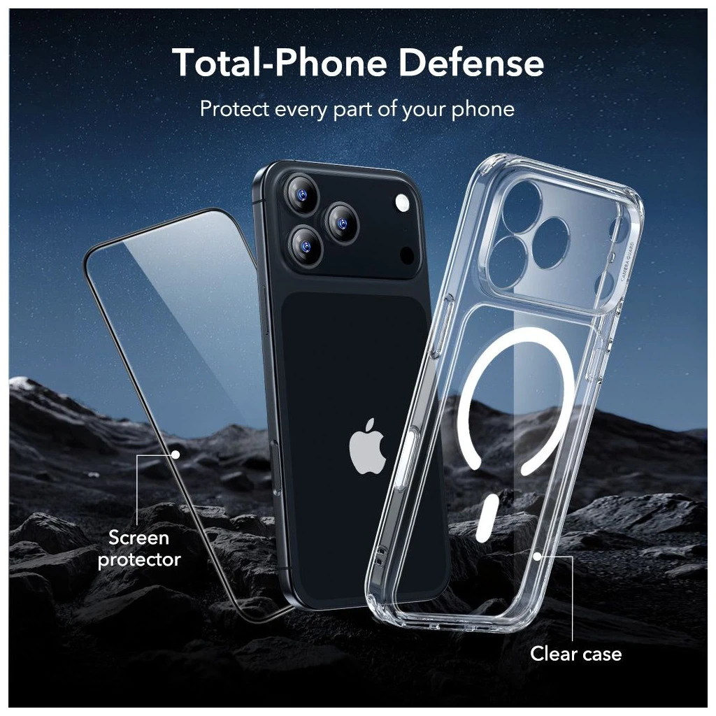 ESR CLASSIC HYBRID MagSafe tok és temperált üvegfólia iPhone 17 Pro Max készülékhez átlátszó