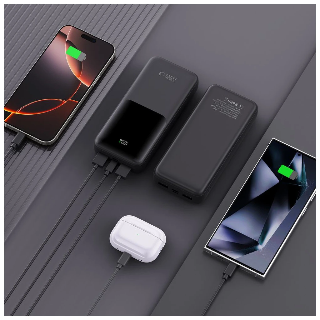 TECH-PROTECT PB02 Hordozható töltő 20000MAH 22.5W fekete