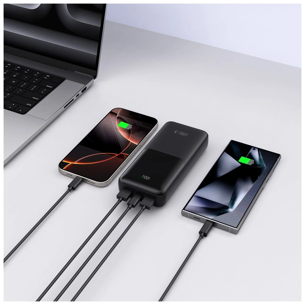 TECH-PROTECT PB02 Hordozható töltő 20000MAH 22.5W fekete