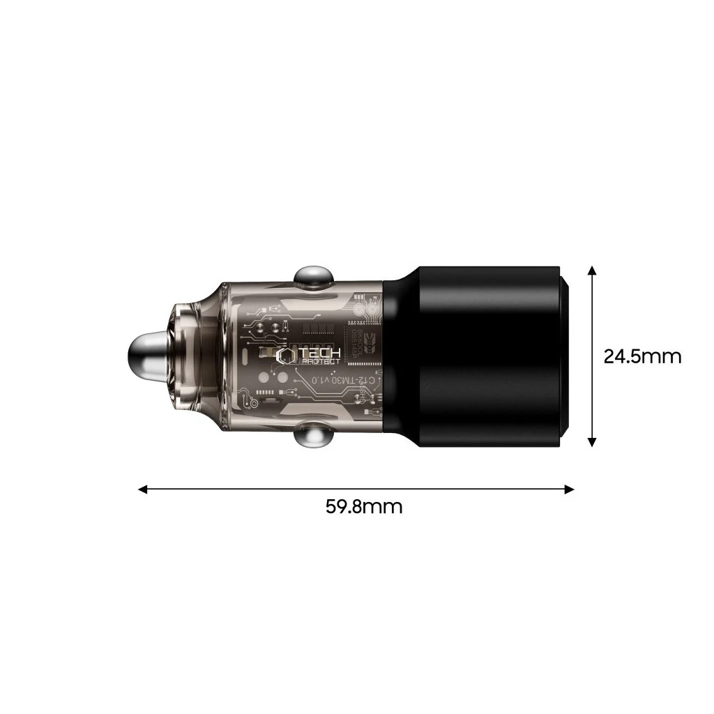 TECH-PROTECT CC03 2-portos autós töltő PD 100W fekete