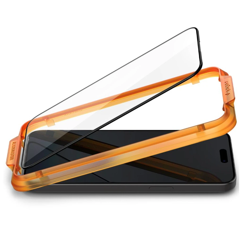 Edzett üveg kijelzővédő Spigen ALM Glass FC 2-PACK iPhone 15 készülékhez fekete