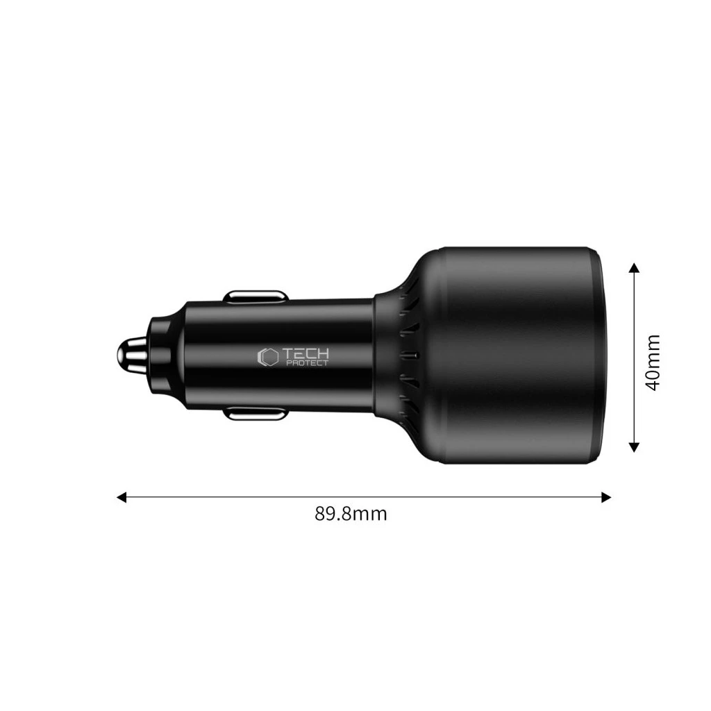 TECH-PROTECT CC04 3-PORT autós töltő PD 175W fekete