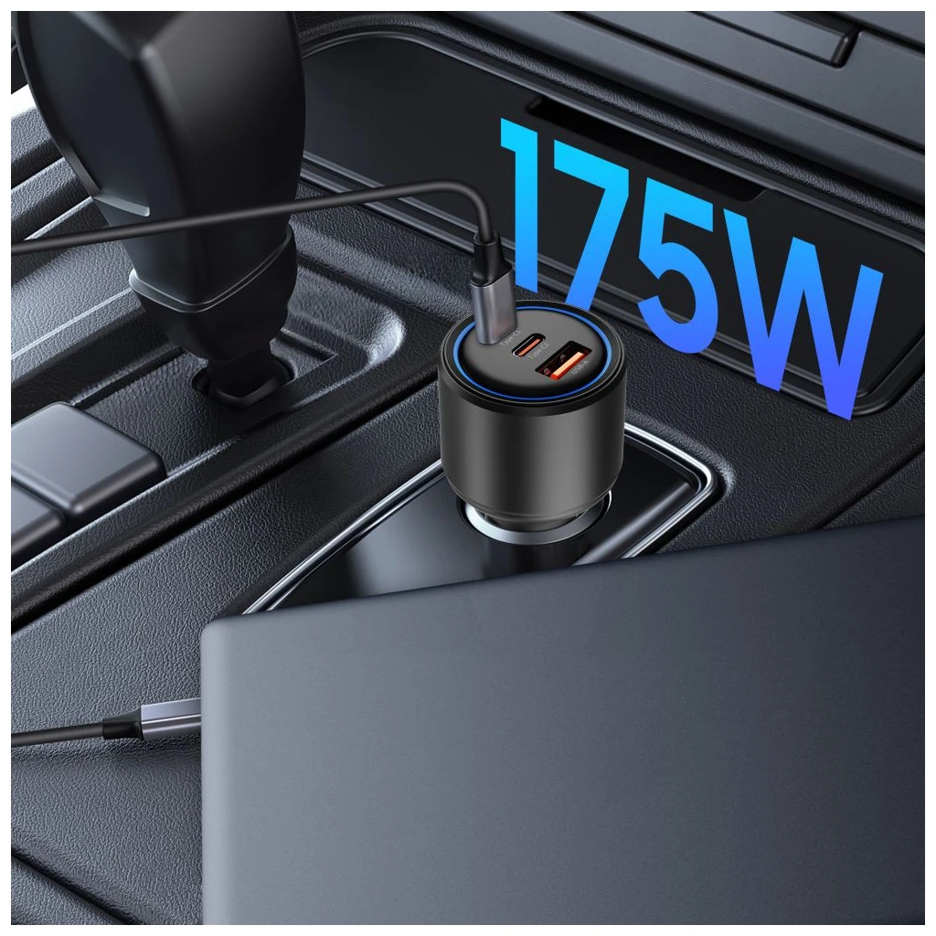 TECH-PROTECT CC04 3-PORT autós töltő PD 175W fekete