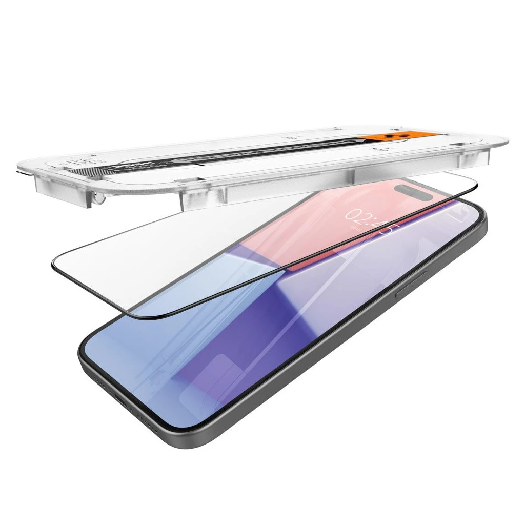 Spigen Glas.TR „EZ FIT” FC iPhone 15 Plus készülékhez edzett üveg kijelzővédő fekete