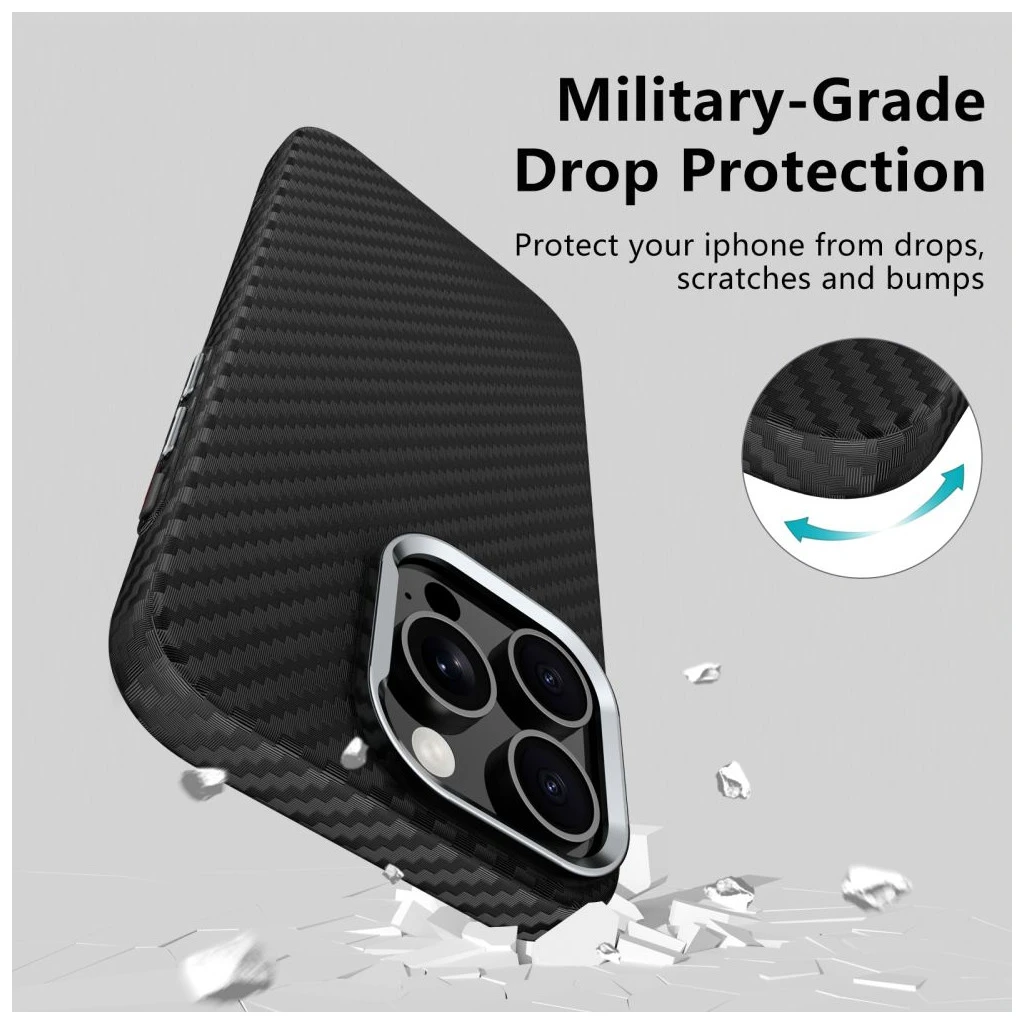 TECH-PROTECT ION CARBON MAGSAFE iPhone 16E tok készülékhez fekete/ezüst