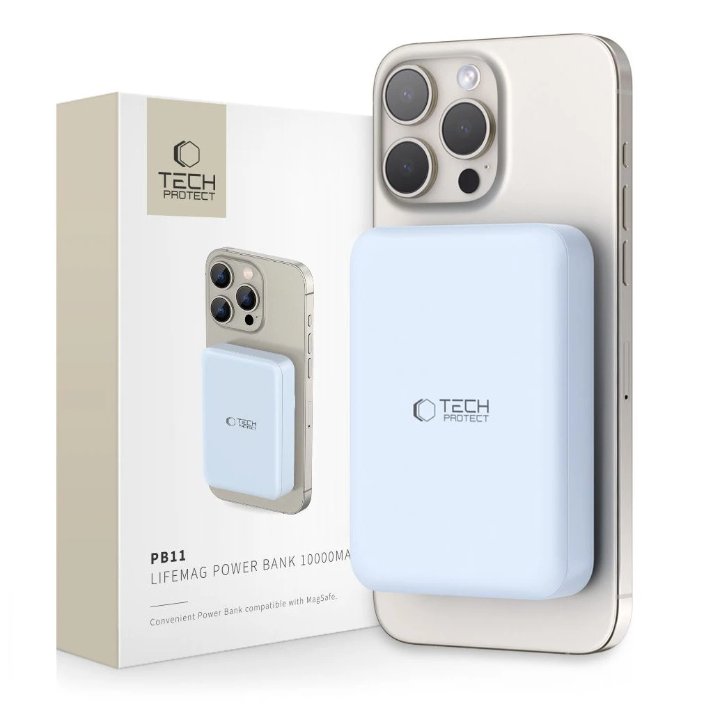 TECH-PROTECT PB11 LIFEMAG MAGSAFE hordozható töltőbank 10000MAH kék