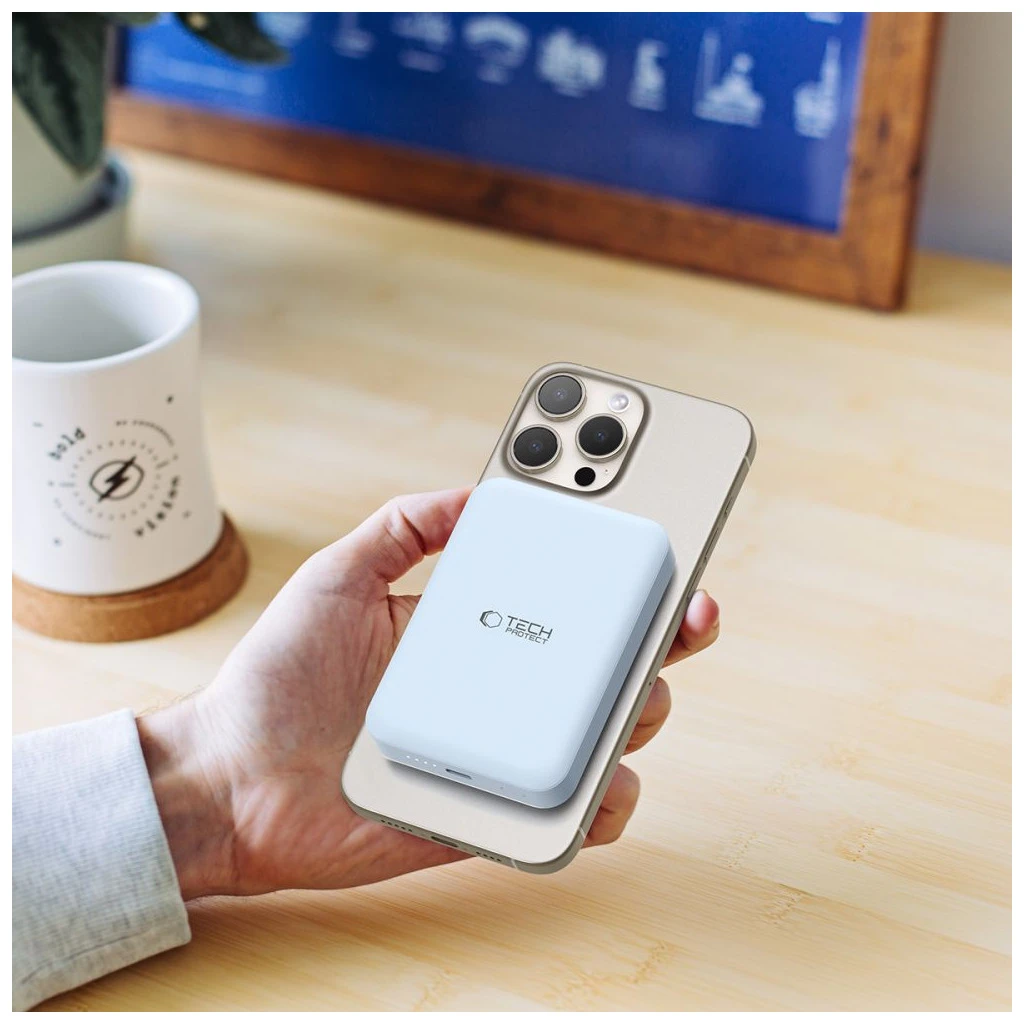 TECH-PROTECT PB11 LIFEMAG MAGSAFE hordozható töltőbank 10000MAH kék