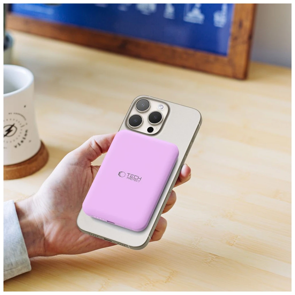 TECH-PROTECT PB10 LIFEMAG MagSafe töltőbank 5000mAh lila