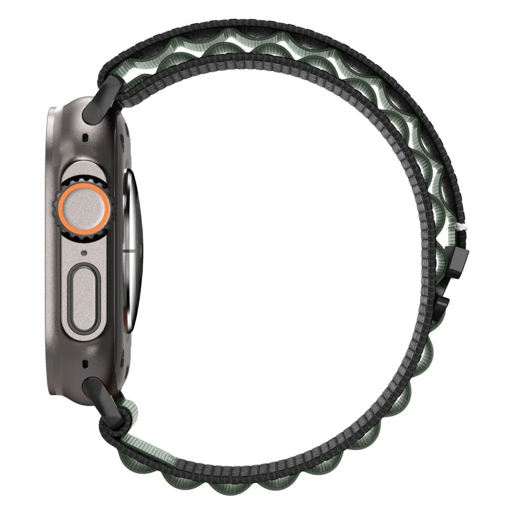 SPIGEN WBF1 BAND Apple Watch szíj 8/9/10/11/SE/ULTRA készülékhez (44/45/46/49 mm) fekete/zöld