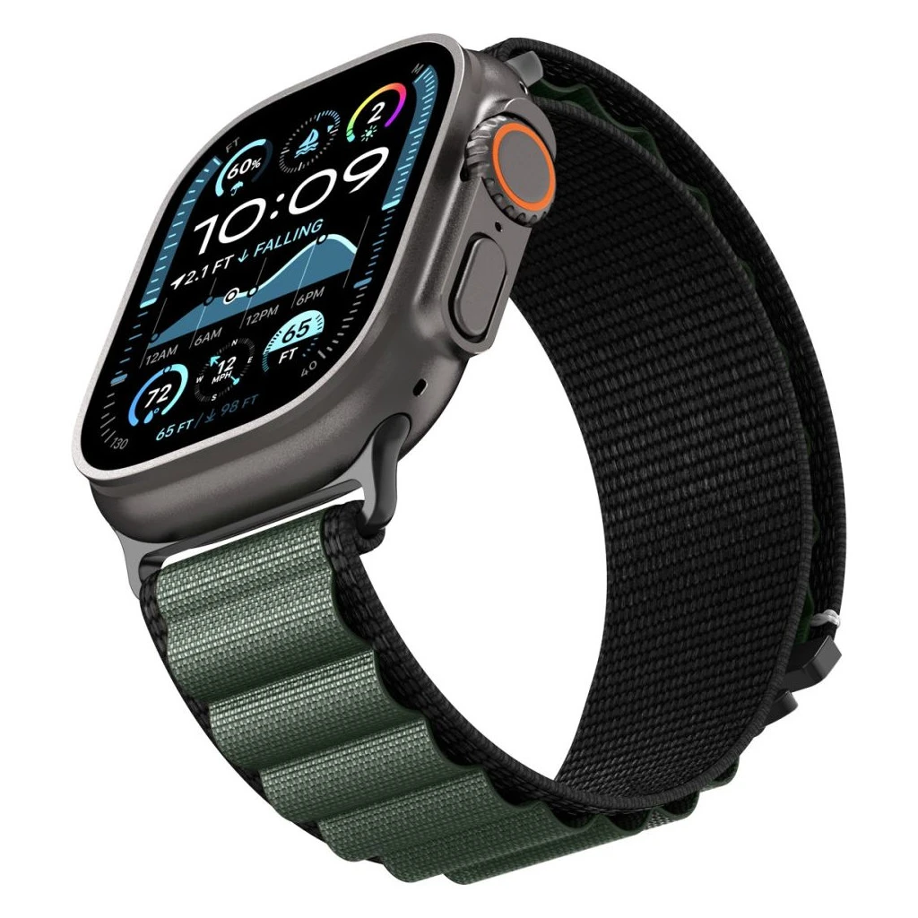 SPIGEN WBF1 BAND Apple Watch szíj 8/9/10/11/SE/ULTRA készülékhez (44/45/46/49 mm) fekete/zöld