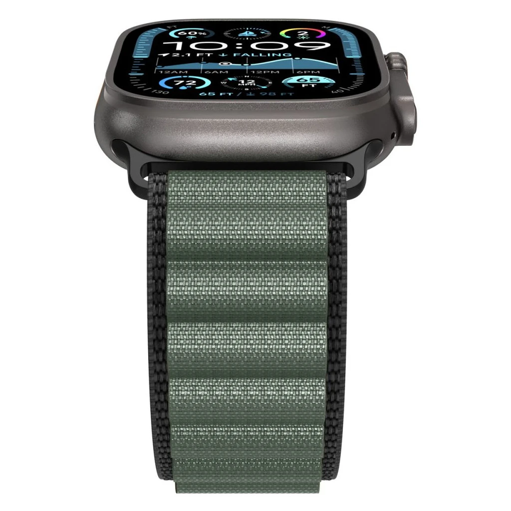 SPIGEN WBF1 BAND Apple Watch szíj 8/9/10/11/SE/ULTRA készülékhez (44/45/46/49 mm) fekete/zöld