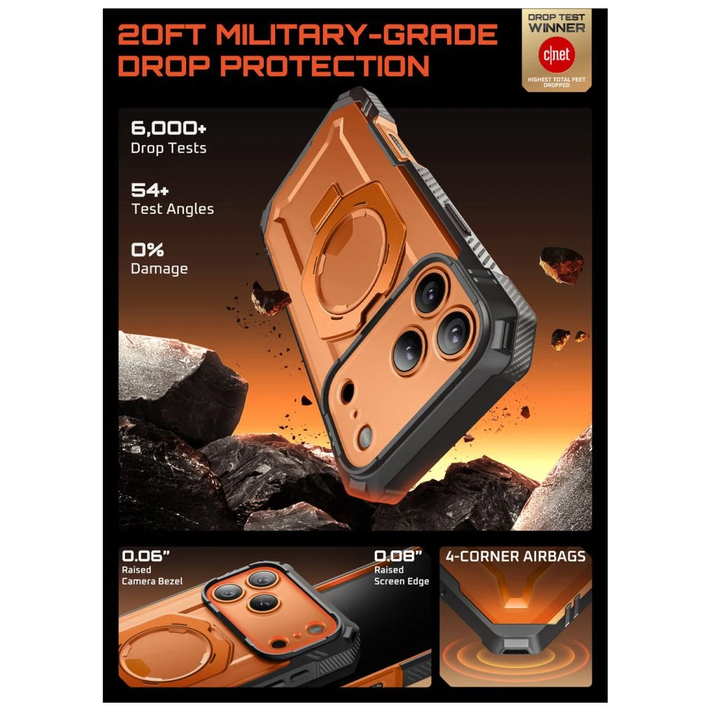 SUPCASE UB GRIP PRO MAG MAGSAFE iPhone 17 Pro készülékhez tok átlátszó / korall