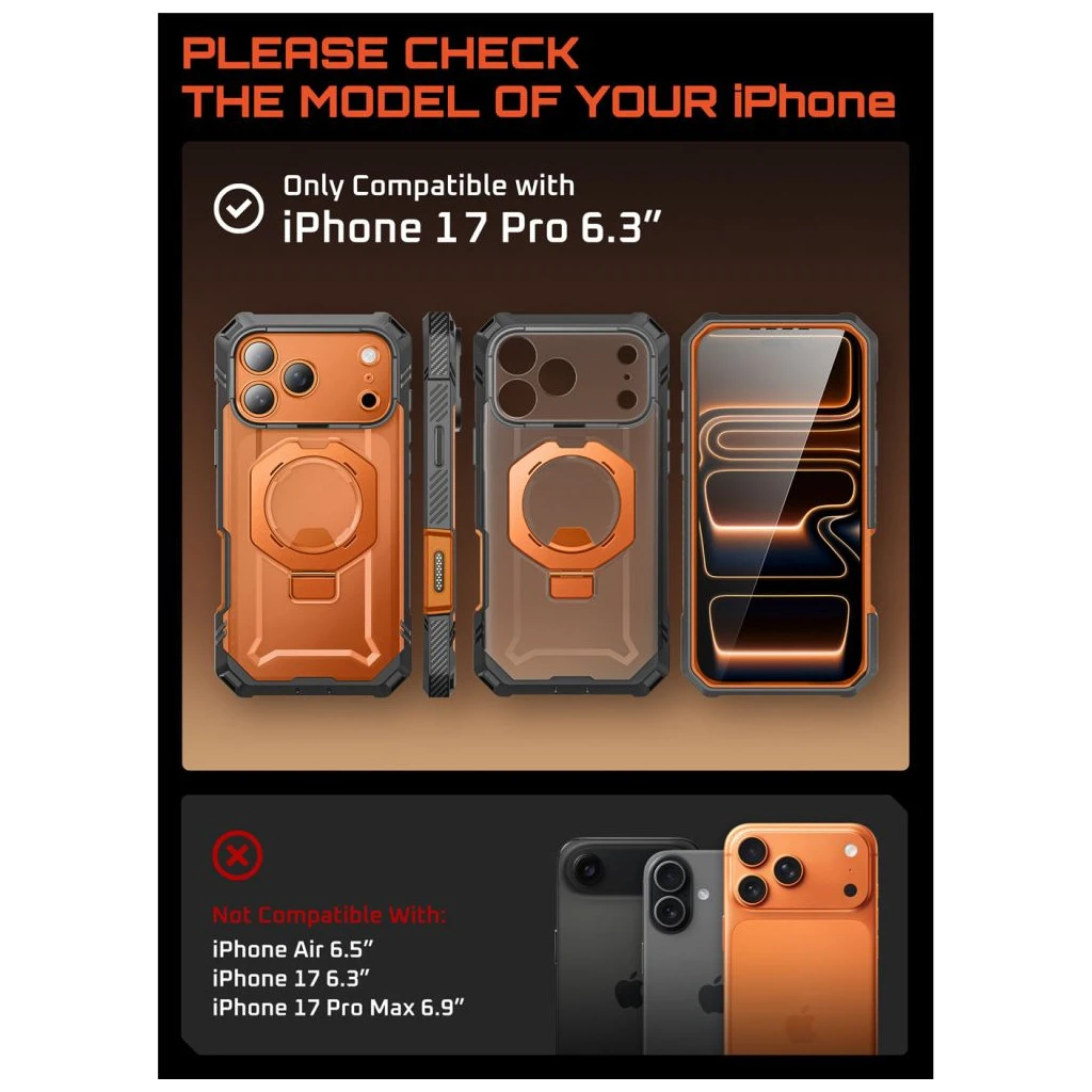 SUPCASE UB GRIP PRO MAG MAGSAFE iPhone 17 Pro készülékhez tok átlátszó / korall