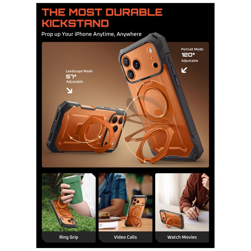 SUPCASE UB GRIP PRO MAG MAGSAFE iPhone 17 Pro készülékhez tok átlátszó / korall