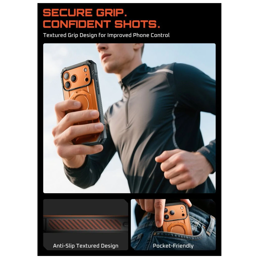 SUPCASE UB GRIP PRO MAG MAGSAFE iPhone 17 Pro készülékhez tok átlátszó / korall