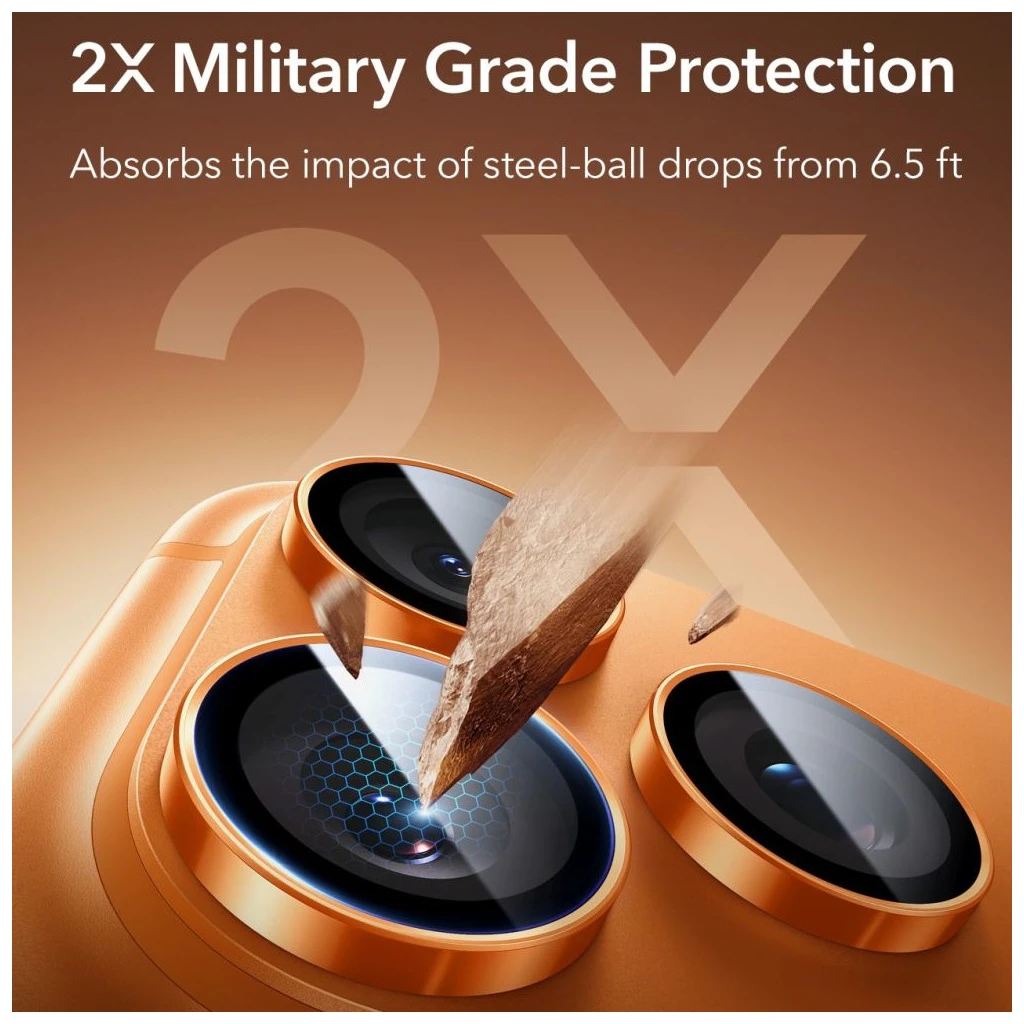 ESR ARMORITE kameravédő iPhone 14 Pro / Max / 15 Pro / Max / 16 Pro / Max / 17 Pro / Max készülékhez narancssárga