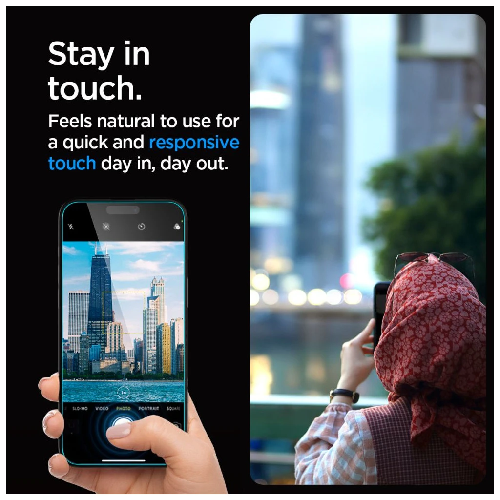 Edzett üveg kijelzővédő SPIGEN GLAS.TR „EZ FIT” iPhone 15/16 készülékhez PRIVACY